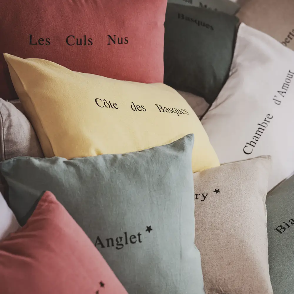 Coussins en lin Jolis Mots Biarritz